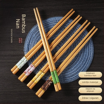 Prirodni bambusovi visokokvalitetni bambusovi štapići za kućnu upotrebu, otporni na plijesan, antibakterijski, otporni na visoke temperature, bez boje, bez voska, neklizajući, štapići za dijeljenje obroka u pet boja