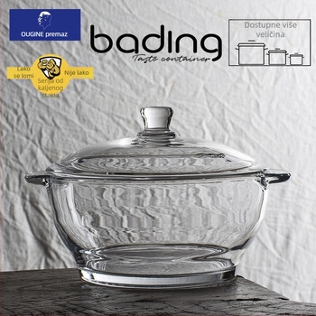 Bojiang univerzalno kaljeno staklo s poklopcem, dvostrukim uhom, otporno na opekline, zdjela, lonac s poklopcem, salata, juha, lonac za škampe Home Hotel