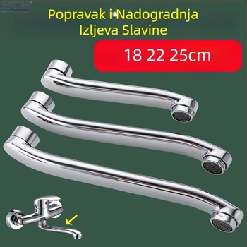 skrivena kuhinjska slavina, izlazna cijev, koljeno slavine u zid, fitinzi za remont kuhinjske slavine za umivaonik