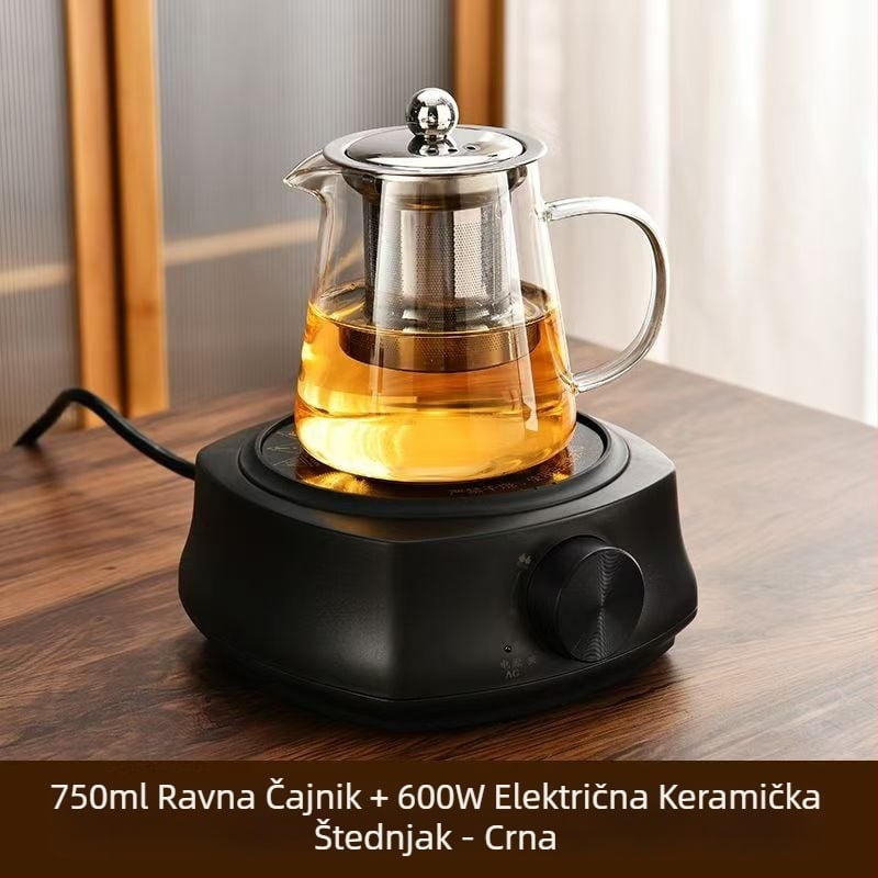 Stakleni čajnik otporan na visoke temperature, filter za čaj, čajnik za odvajanje vode, set za čaj, odijelo za pećnicu, čajnik za kuhanje s električnim štednjakom za keramiku