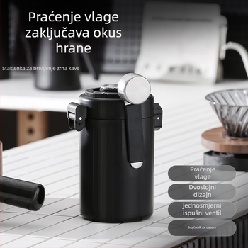 Novi proizvod 304 čelični top za zrna kave prehrambene kvalitete, zatvoreni spremnik za praćenje vlažnosti, dvoslojni spremnik za skladištenje, jednosmjerni ispušni spremnik
