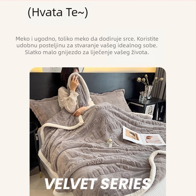Udobna pamučna baršunasta deka zadebljana koraljna baršunasta zimska deka za spavanje za uredski klima uređaj, navlaka za deku od mliječnog baršuna, deka za sofu