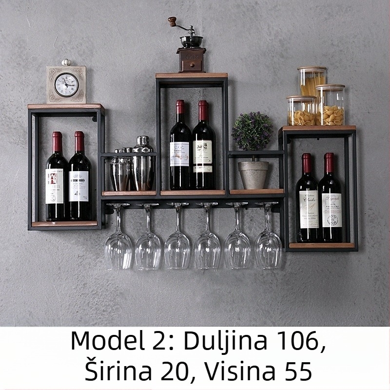 Europski stil kovanog željeza, stalak za vino od punog drva, zidni stalak za crveno vino, kreativni ukras za restoran, zidni vinski ormarić, stalak za vinske čaše