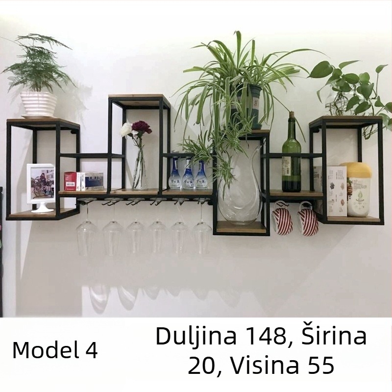 Europski stil kovanog željeza, stalak za vino od punog drva, zidni stalak za crveno vino, kreativni ukras za restoran, zidni vinski ormarić, stalak za vinske čaše