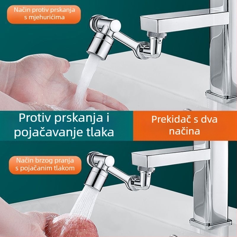 Mehanička ruka, univerzalna slavina, mlaznica otporna na prskanje, produženi produžetak, mehanička ruka rotirajuća za 1080°