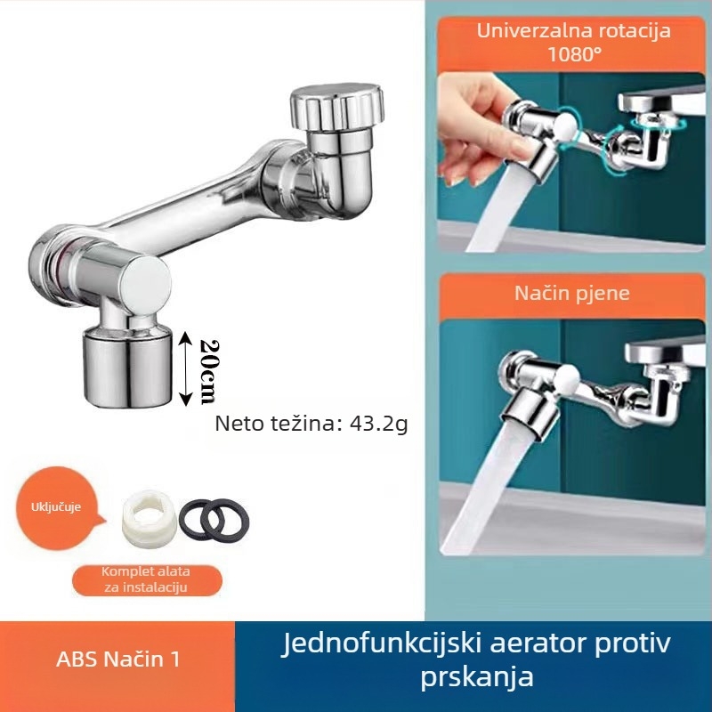 Mehanička ruka, univerzalna slavina, mlaznica otporna na prskanje, produženi produžetak, mehanička ruka rotirajuća za 1080°