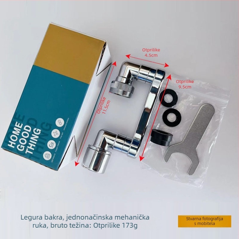 Mehanička ruka, univerzalna slavina, mlaznica otporna na prskanje, produženi produžetak, mehanička ruka rotirajuća za 1080°