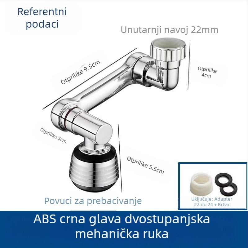 Mehanička ruka, univerzalna slavina, mlaznica otporna na prskanje, produženi produžetak, mehanička ruka rotirajuća za 1080°