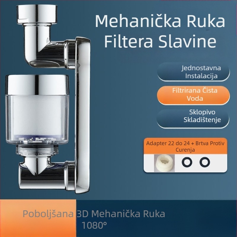 Mehanička ruka, univerzalna slavina, mlaznica otporna na prskanje, produženi produžetak, mehanička ruka rotirajuća za 1080°