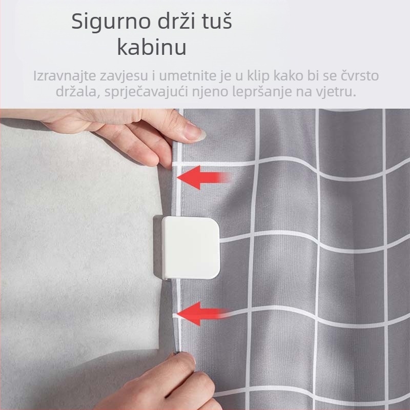 Japanska kopča za zavjesu za tuširanje u kupaonici bez bušenja, otporna na vjetar, otporna na prskanje, fiksna kopča za zavjesu za tuširanje s kopčom za zid, kuka za zavjesu