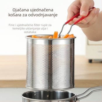 Tava od nehrđajućeg čelika 304 s filterom, komercijalni prženi ražnjići, mala posuda, kuhinjska višenamjenska zadebljana tava za prženje, prekogranična