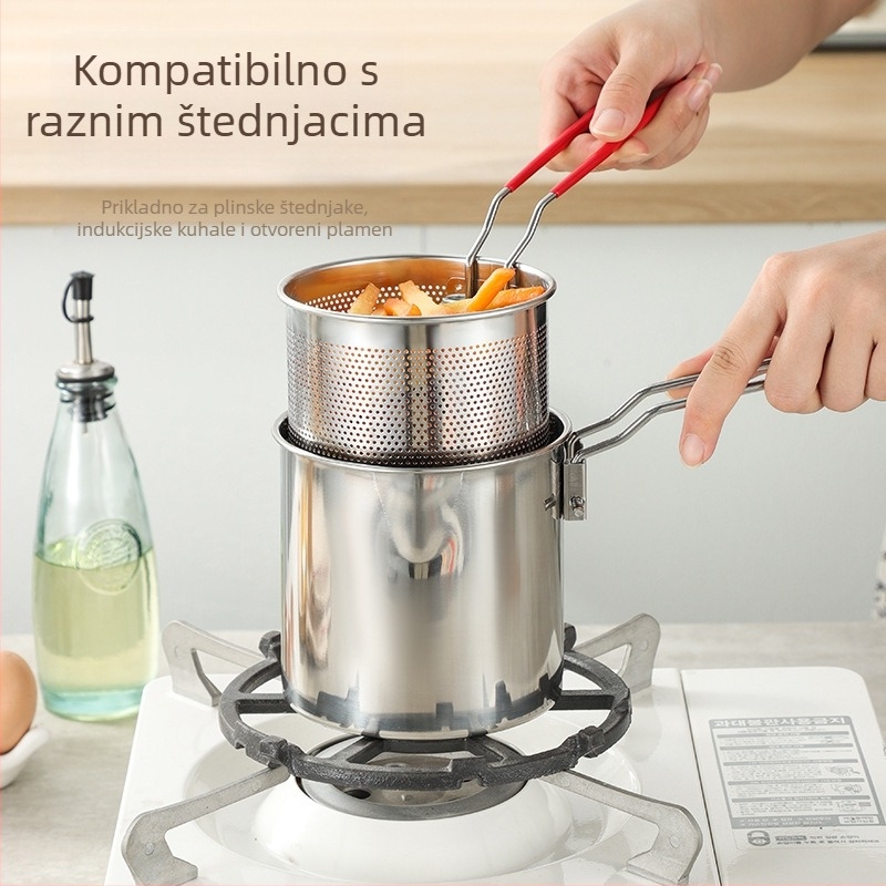 Tava od nehrđajućeg čelika 304 s filterom, komercijalni prženi ražnjići, mala posuda, kuhinjska višenamjenska zadebljana tava za prženje, prekogranična
