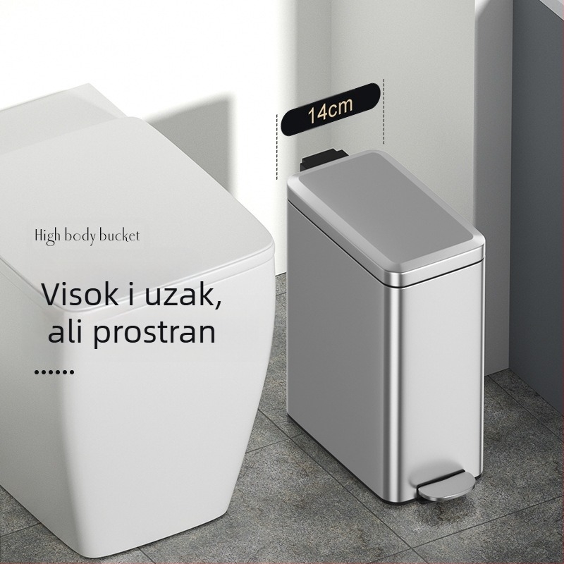 Kanta za smeće od nehrđajućeg čelika za kućanstvo, visokokvalitetna nožna pedala tipa s poklopcem, kanta za smeće za WC, kuhinja, dnevni boravak, usporavanje