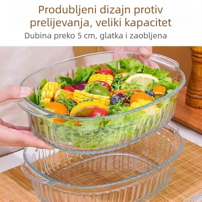 Borosilikatno toplinski otporno stakleno kristalno kuhalo za kućanstvo mikrovalna pećnica pećnica binauralna posuda za pečenje pravokutni tanjur za pribor za jelo tanjur za ribu