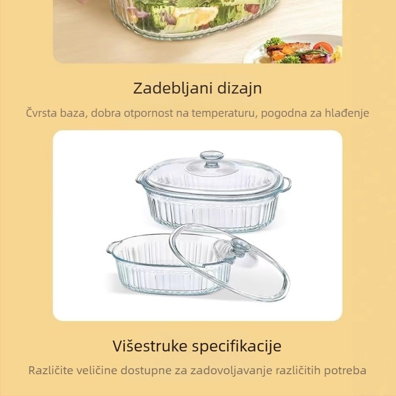 Borosilikatno toplinski otporno stakleno kristalno kuhalo za kućanstvo mikrovalna pećnica pećnica binauralna posuda za pečenje pravokutni tanjur za pribor za jelo tanjur za ribu