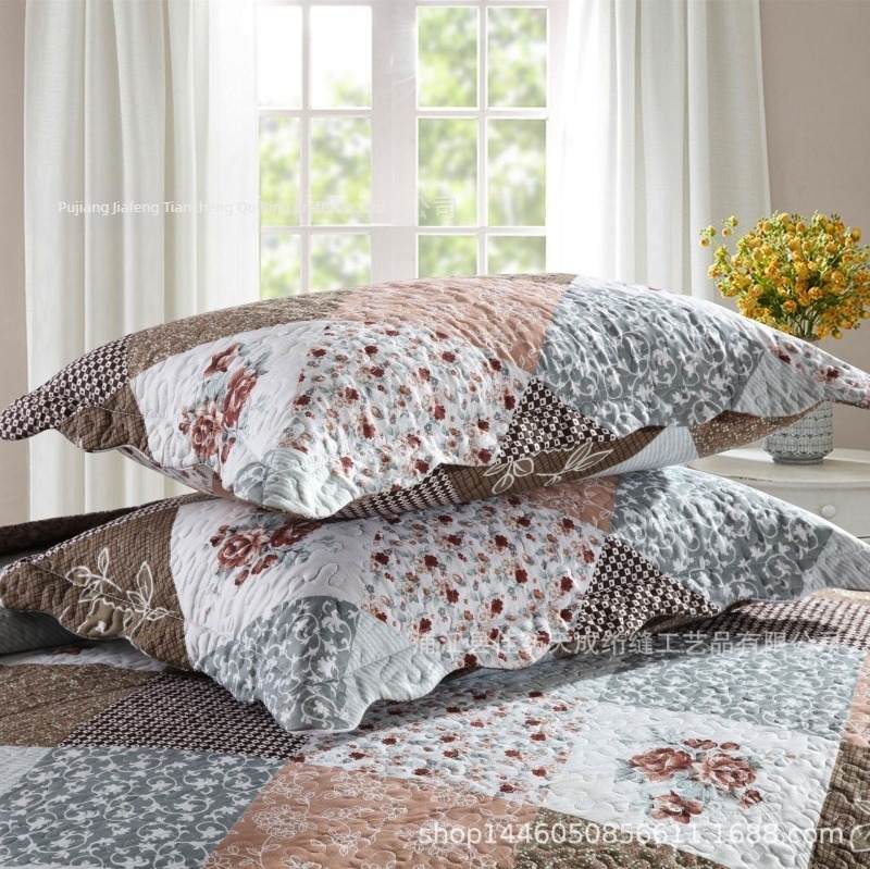 Originalni pojedinačni izvozni europski i američki stil aktivnog brušenja poliestera i pamuka, imitacija blokova, prekrivač za krevet, prekogranični, vruće prodavani set od tri dijela