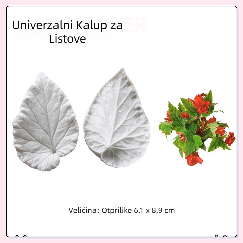 Silikonski kalup za list begonije s dvostrukim zrnom, kalup za prešanje glinenih zrna, kalup za točenje šećernog cvijeta, kalup za list begonije s zrnom