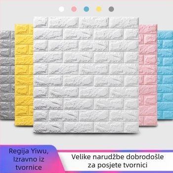 Tvornica direktno 3D zidne naljepnice tapete protiv sudara samoljepljive tapete od pjenaste cigle vodootporne tapete