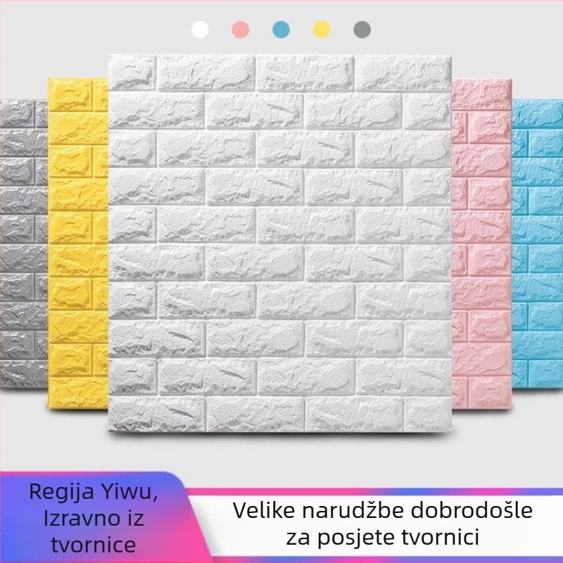 Tvornica direktno 3D zidne naljepnice tapete protiv sudara samoljepljive tapete od pjenaste cigle vodootporne tapete