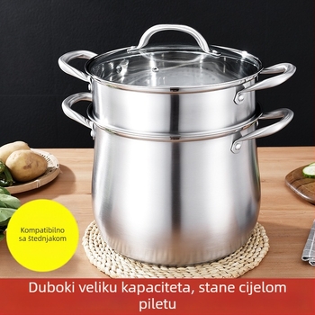 Visoka juha od nehrđajućeg čelika 304, produbljena, velika zapremnina, lonac za juhu s dvostrukim dnom, lonac za juhu na pari, lonac za juhu od gulaša, poklon lonac