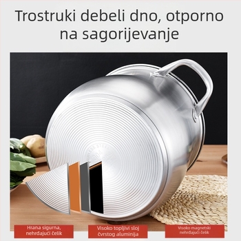 Visoka juha od nehrđajućeg čelika 304, produbljena, velika zapremnina, lonac za juhu s dvostrukim dnom, lonac za juhu na pari, lonac za juhu od gulaša, poklon lonac