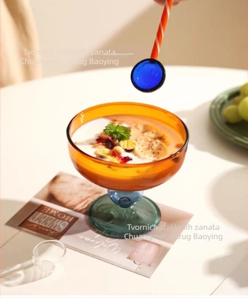 Veleprodaja kućne zdjele za desert u boji od stakla, voćni tanjur, zdjela za sladoled i salatu