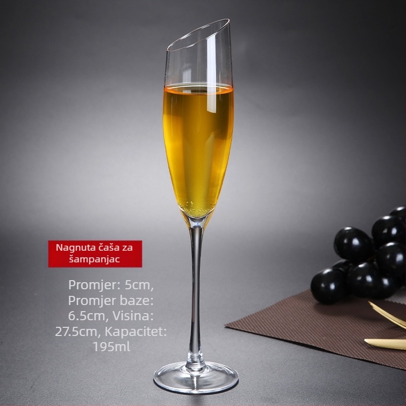 Nagnuta čaša za crno vino, kreativni kristalni set visokih čaša za šampanjac, bordo i bordo, spreman za veleprodaju, jednostavan stil