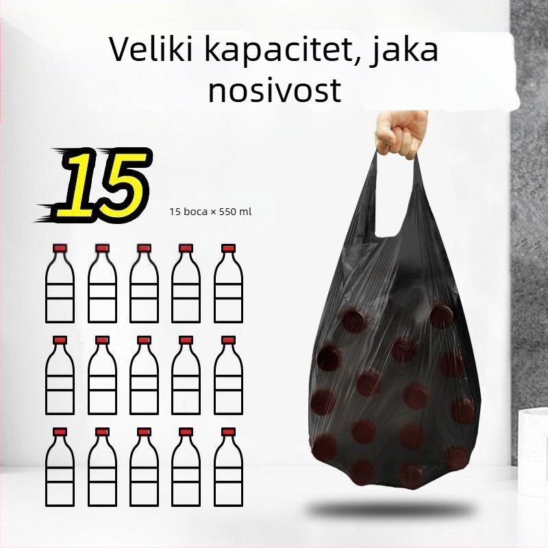 Na zalihi besplatna dostava crna zadebljana kućanska kuhinja prijenosni prsluk s kotrljajućim breakom vreća za smeće tvornica veleprodaja