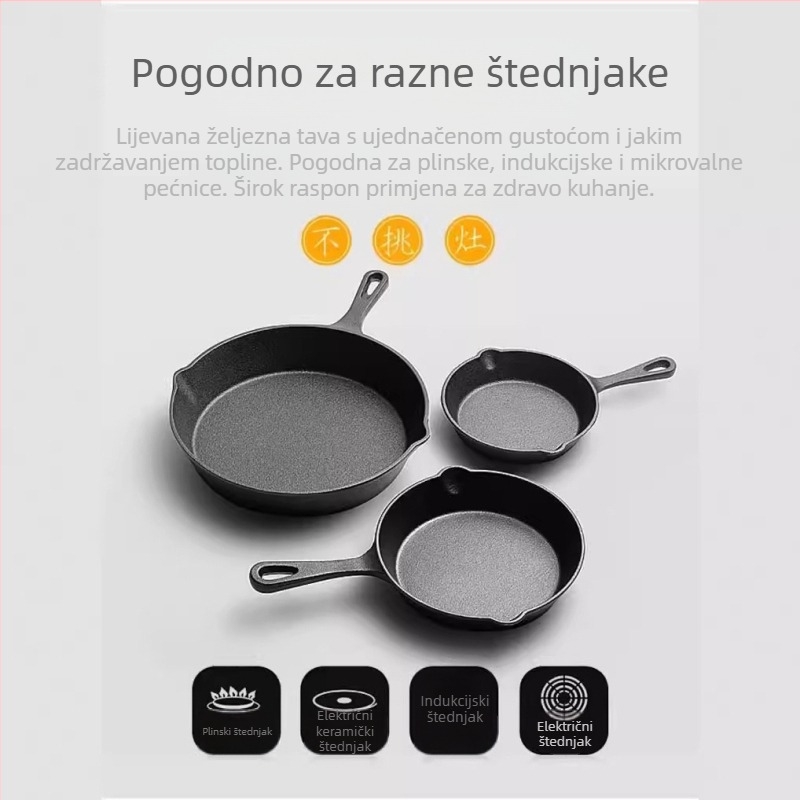 Mala tava od lijevanog željeza, Ručno izrađeni zadebljani wok, Tava, Mini tava za omlet, Tava za prženje bez neprianjajućeg premaza, Indukcijsko kuhalo