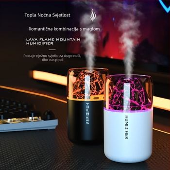 Prekogranični USB mini vulkanski ovlaživač zraka za spavaću sobu, malo kućanstvo, automobil, stolno računalo, ured, šareno svjetlo za atmosferu