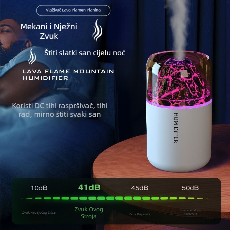 Prekogranični USB mini vulkanski ovlaživač zraka za spavaću sobu, malo kućanstvo, automobil, stolno računalo, ured, šareno svjetlo za atmosferu