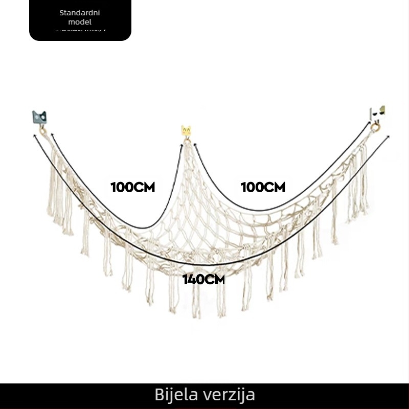 Mrežasti džep za igračke, ručno tkani mrežasti džep, plišani kutni džep za viseću mrežu za igračke, zidni džep s resicama