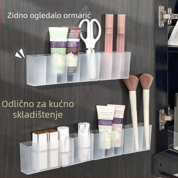 Zidna mrežasta kutija za pohranu, matirana kutija bez bušilice, mala štipaljka za obrve, škare, olovka za obrve, četka, stalak za pohranu ruža za usne