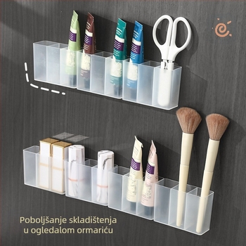 Zidna mrežasta kutija za pohranu, matirana kutija bez bušilice, mala štipaljka za obrve, škare, olovka za obrve, četka, stalak za pohranu ruža za usne