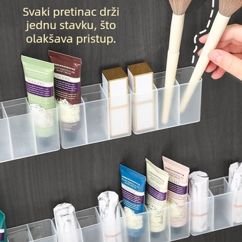 Zidna mrežasta kutija za pohranu, matirana kutija bez bušilice, mala štipaljka za obrve, škare, olovka za obrve, četka, stalak za pohranu ruža za usne