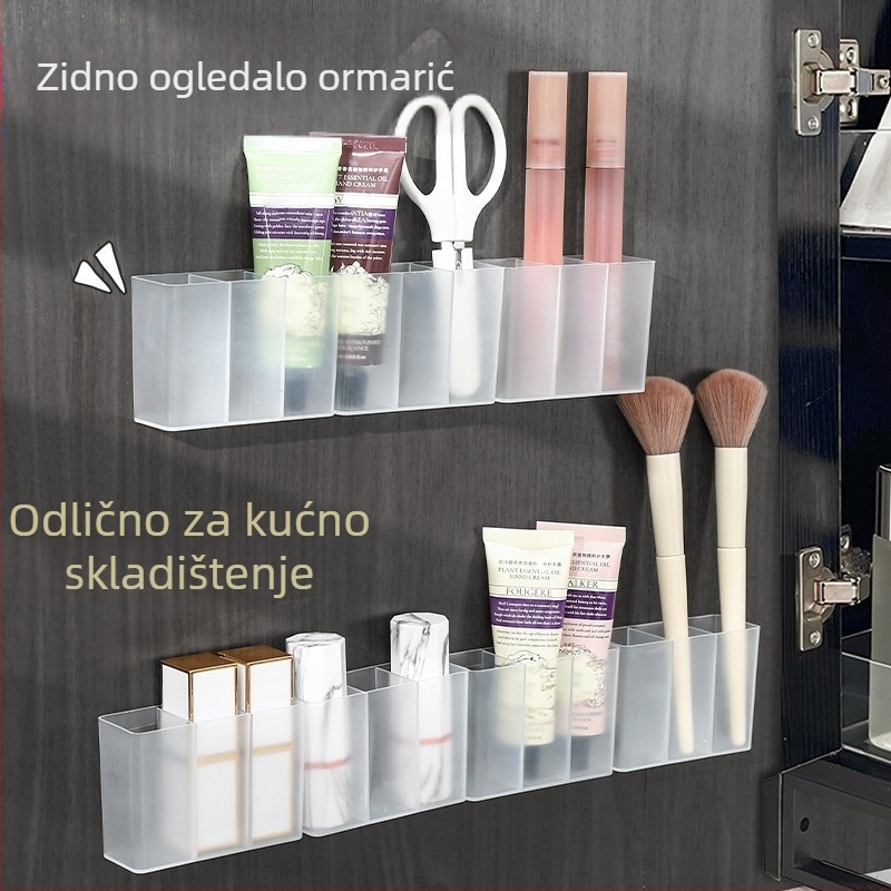 Zidna mrežasta kutija za pohranu, matirana kutija bez bušilice, mala štipaljka za obrve, škare, olovka za obrve, četka, stalak za pohranu ruža za usne