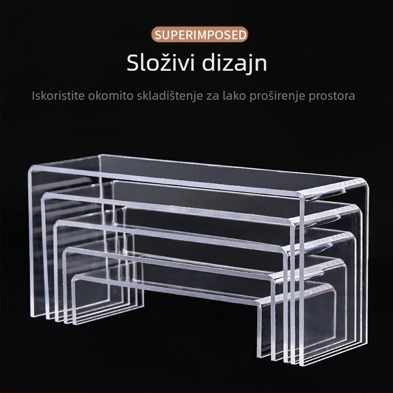 Akrilni stalak za izlaganje, zadebljani prozirni stalak za cipele, kutija za slijepe cipele, ručni stalak za pohranu u obliku slova U