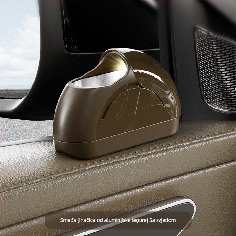 Nova pepeljara za automobil Metalna obloga za pepeljaru za automobil Poklopac s jednim klikom Mekano svjetlo za automobilsku pepeljaru