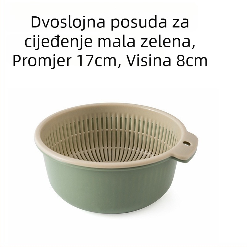Zadebljana košara za cijeđenje, set od šest dijelova, dvoslojni plastični umivaonik za povrće, višenamjenska kuhinjska košara za cijeđenje, kućna košara za voće