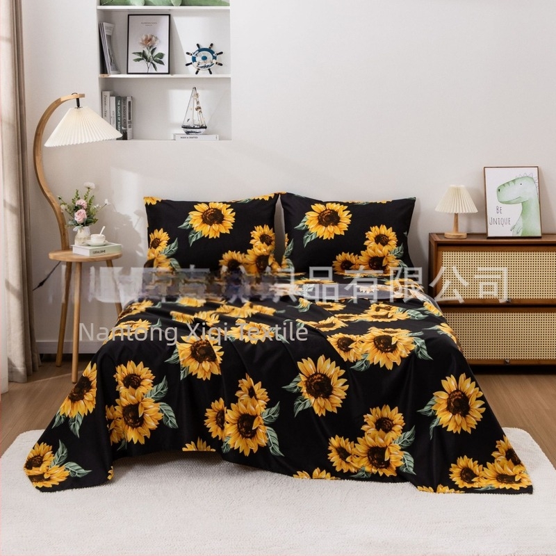 Vanjska trgovina prekogranična proljetna i ljetna pastoralna stilska nova posteljina od kemijskih vlakana s brušenjem suncokreta, četverodijelni set iz tvornice izravne prodaje