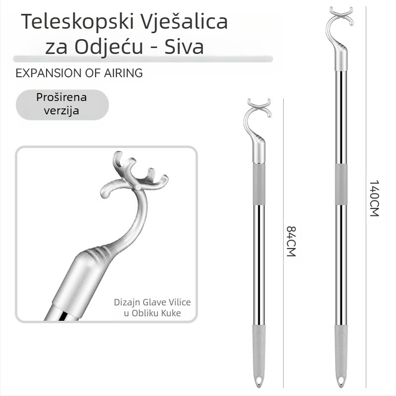 Vilice za odjeću od nehrđajućeg čelika za balkon, uvlačive šipke za odjeću, zadebljane zadebljane vilice za odjeću, šipke za odjeću, produžene šipke za odjeću na veliko