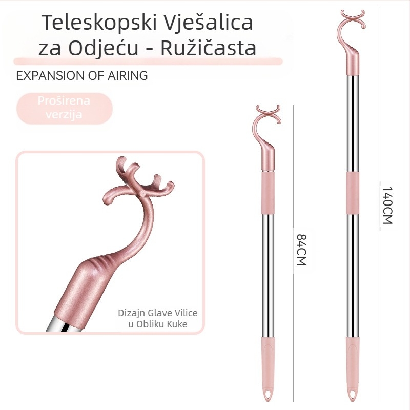 Vilice za odjeću od nehrđajućeg čelika za balkon, uvlačive šipke za odjeću, zadebljane zadebljane vilice za odjeću, šipke za odjeću, produžene šipke za odjeću na veliko
