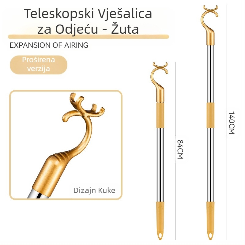 Vilice za odjeću od nehrđajućeg čelika za balkon, uvlačive šipke za odjeću, zadebljane zadebljane vilice za odjeću, šipke za odjeću, produžene šipke za odjeću na veliko