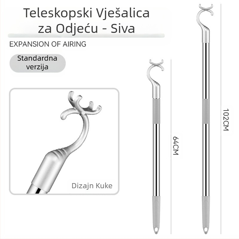 Vilice za odjeću od nehrđajućeg čelika za balkon, uvlačive šipke za odjeću, zadebljane zadebljane vilice za odjeću, šipke za odjeću, produžene šipke za odjeću na veliko