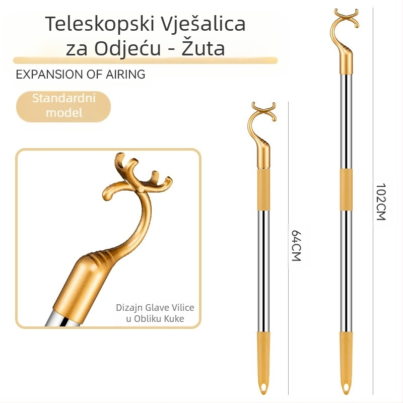 Vilice za odjeću od nehrđajućeg čelika za balkon, uvlačive šipke za odjeću, zadebljane zadebljane vilice za odjeću, šipke za odjeću, produžene šipke za odjeću na veliko