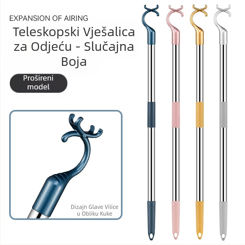Vilice za odjeću od nehrđajućeg čelika za balkon, uvlačive šipke za odjeću, zadebljane zadebljane vilice za odjeću, šipke za odjeću, produžene šipke za odjeću na veliko