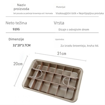 Kalup za tortu od tri dijela, stari jutarnji kolač, torta od žižule, odvojeno izrezani pravokutni, neprianjajući karirani lim za pečenje
