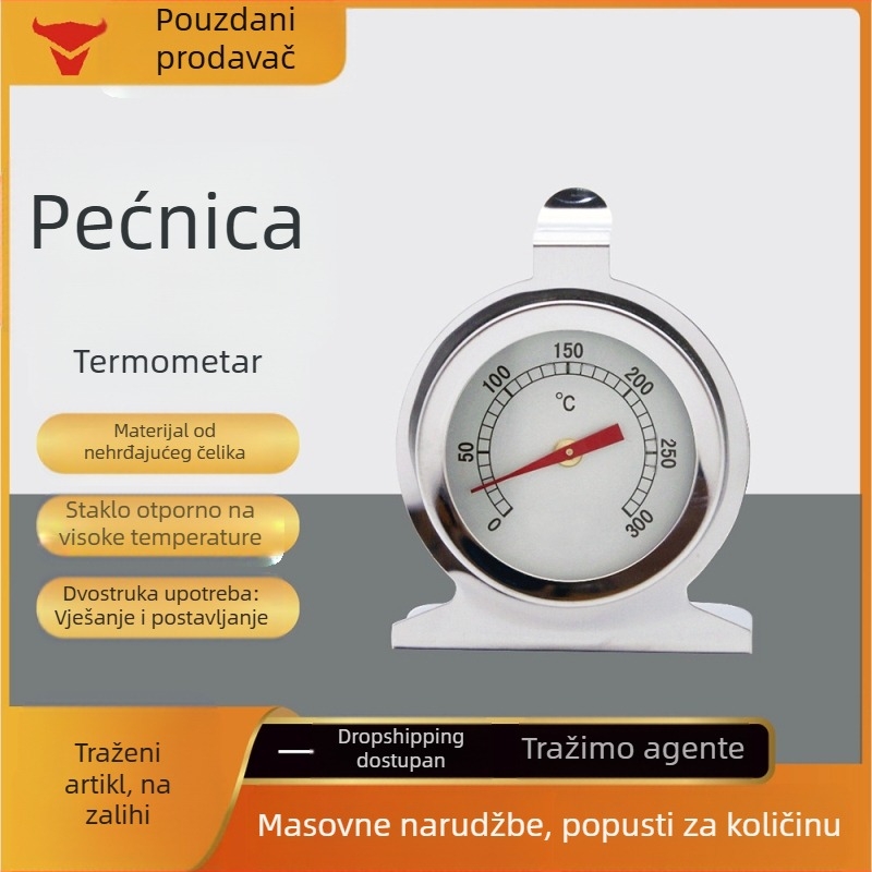 Kaitai termometar za pećnicu, termometar za pečenu hranu, bimetalni termometar od nehrđajućeg čelika za kuhinjsku pećnicu visoke temperature