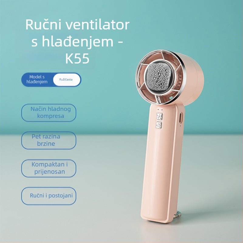 Novi poluvodički rashladni ručni ventilator s kompresijom leda, prijenosni planinarski viseći ventilator s kopčom, 5 brzina, veliki stolni ventilator na vjetar