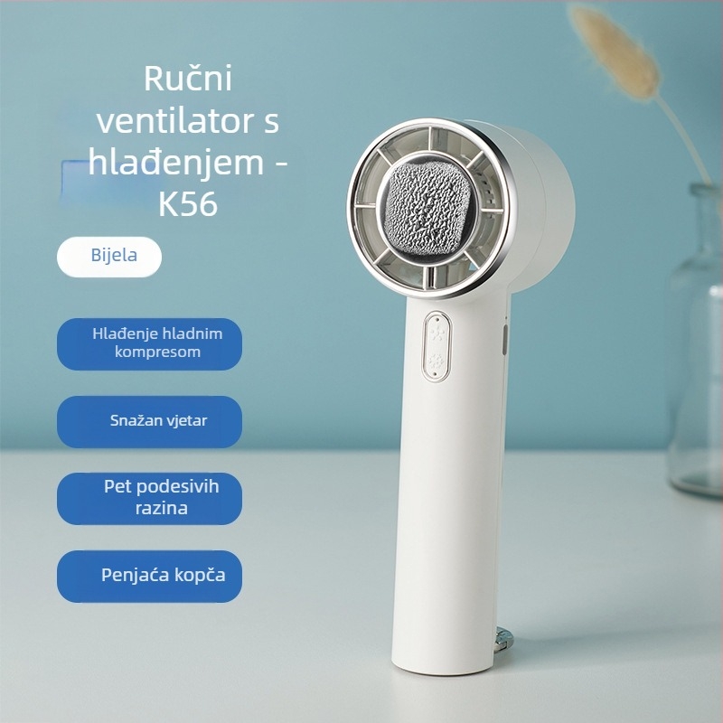 Novi poluvodički rashladni ručni ventilator s kompresijom leda, prijenosni planinarski viseći ventilator s kopčom, 5 brzina, veliki stolni ventilator na vjetar